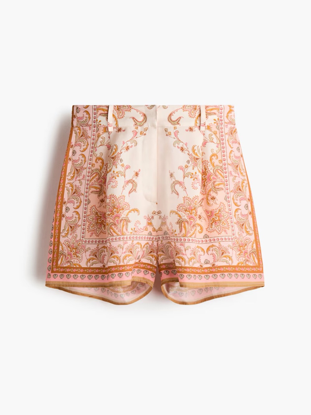 H&M New Sold-out Pink and Gold Paisley Pattern Lyocell Shorts S